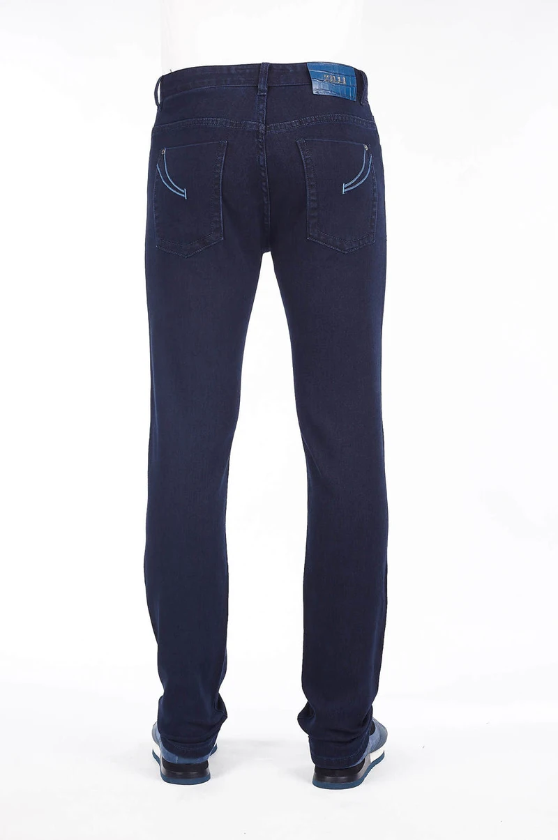 BILLIONAIRE Jeans Cowhide Cotton men new winter Thick Business comfort embroidery European size big zipper free shipping - Цвет: Blue