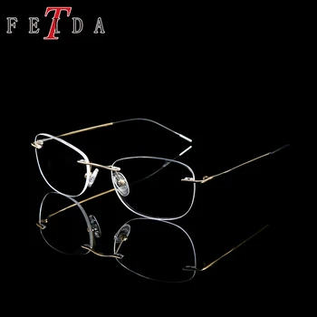 

FEIDA Computer Rimless Pure Titanium Glasses Frame Men Woman Memory Eyeglass Frames Square Shape Prescription Eyewear