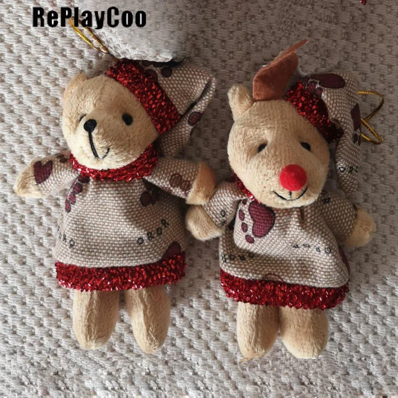

6PCS / LOT Kawaii Teddy Bear Couple Plush Toys Filled Animals Soft Christmas Decoration Filled Plush Pendant Wedding Gift DSD006