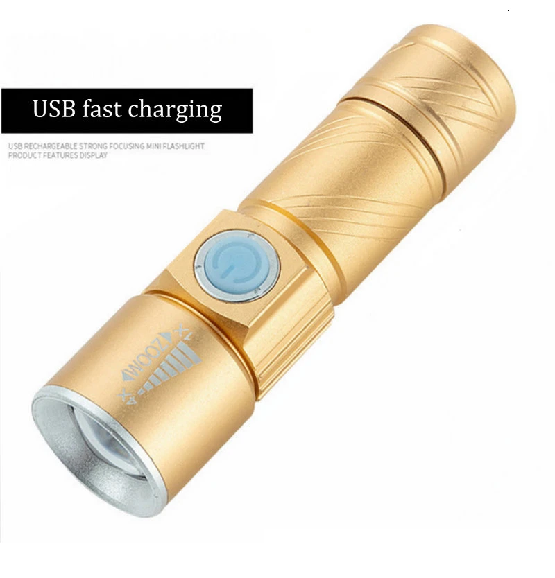 Zoomable Bike Front Light  Bicycle Flashlight USB Charging Flashlight Cycling Waterproof Torch Bike Headlight Bicycle Light (2)