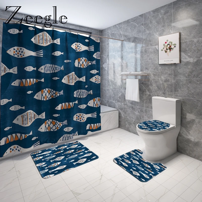 Simple Style Bath Mat Shower Curtain Toilet Carpet Microfiber Bathroom Decoration Anti Slip Absorbent Rugs Bathroom Foot Mat