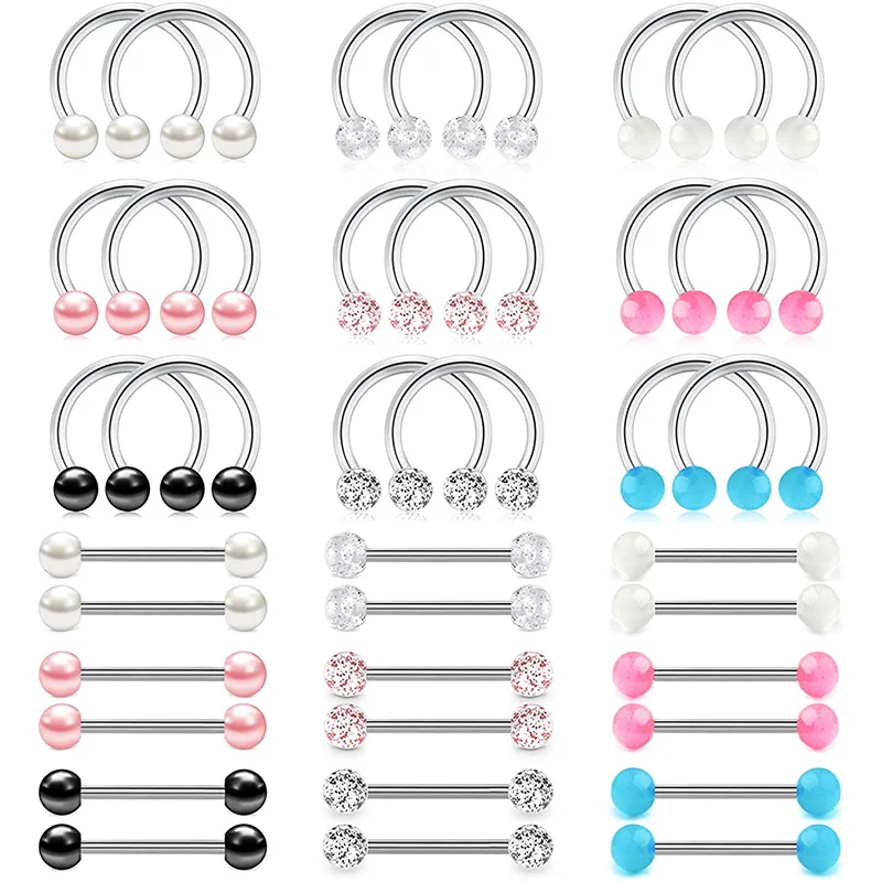 QWALIT 14G nipplarings хирургическое стальное кольцо для сосков подковы штанга прямой и