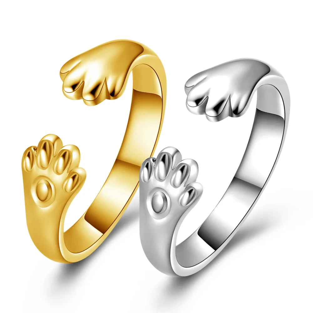 

Trendy Cute Cat Claw Open Ring For Women Simple Silvery/Gold Color Party Finger Jewelry Girls Gift