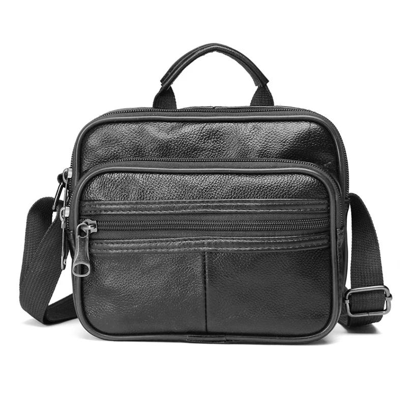 Black A Винтажные мужские сумки из натуральной кожи, мужские сумки CowhideCrossbody, повседневный деловой портфель, сумка-мессенджер, Мужская Дорожная сумка на плечо - Color: Black A