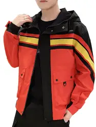 Куртка мужская куртка с карманами 2019 Осенняя новая куртка цвет совпадающий с капюшоном большой карман Повседневная куртка модная мужская