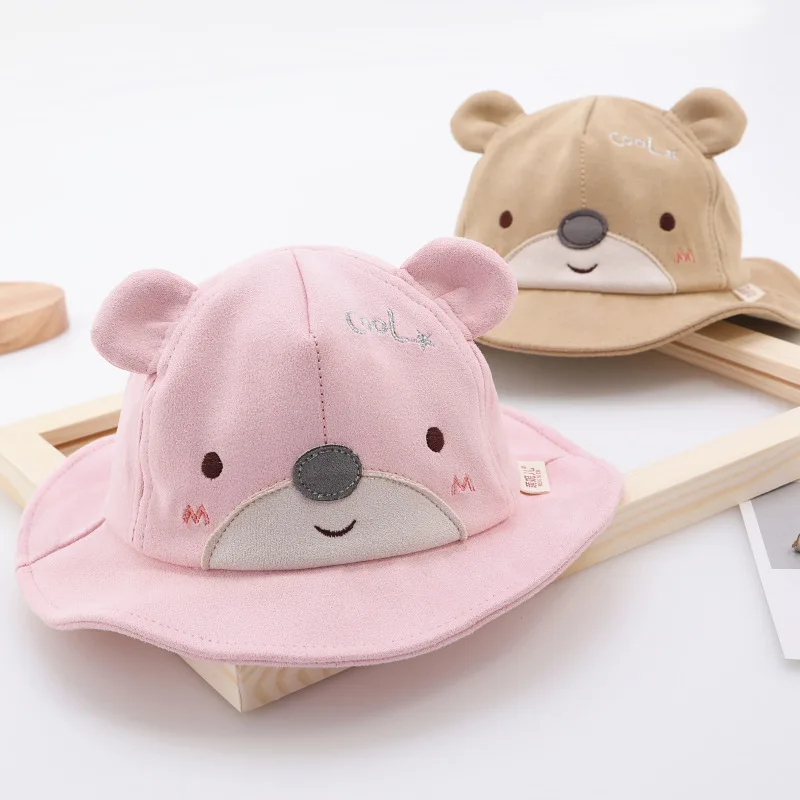 

Autumn And Winter Baby Bucket Hat Baby Hat Winter 3 Months-2-Year-Old BOY'S Girls 1 Korean-style Bear Children Bucket Hat