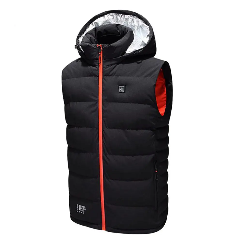 

Heated Vest Winter Down Youth Warm Jacket USB Charging Cotton Smart Heating Vest Hooded Electric Cotton Clothing Heating Clothes