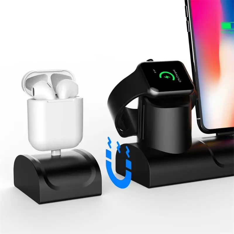 3In1 Силиконовая Подставка для зарядки док-станция для наручных часов Apple Watch 4/3/2/1 для iPhone для Airpods