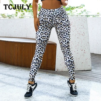 

TCJULY New Design Stylish Leopard Leggings High Waist Push Up Workout Pants Breathable Quick Dry Stretchy Leggins Fitness Women