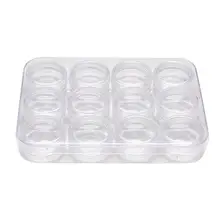 Прозрачный 12 сетка хранение для принадлежностей для дизайна ногтей коробка ювелирные изделия Стразы высушенный цветок Стразы бусины Органайзер Box11.11