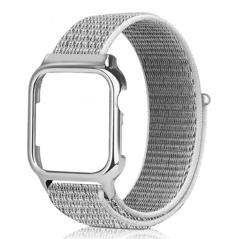 40 мм, 44 мм, ремешок с рамкой для Apple Watch, серия 4, новинка, нейлоновая Спортивная петля, магнитная застежка, Iwatch, браслет, защитный чехол, крышка