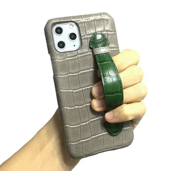 

Genuine Leather Colorful Hand Strap Holder Case For iPhone 11 Pro Max 11Pro Phone Cover Luxury Cute Crocodile Slim Accessories