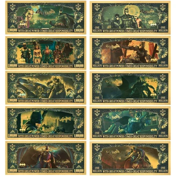 

5PCS Batman Bruce Wayne Banknotes US Gold Plastic Bank Note Fake Money Banknote Superhero Prop Money Souvenir Gift Dropshipping