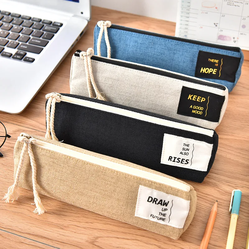 

Stereo Triangular Pencil Case Canvas Stationery Bag Lead Pencil Case GIRL'S Heart Girl'S INS Japanese-style Simple Harajuku Juni
