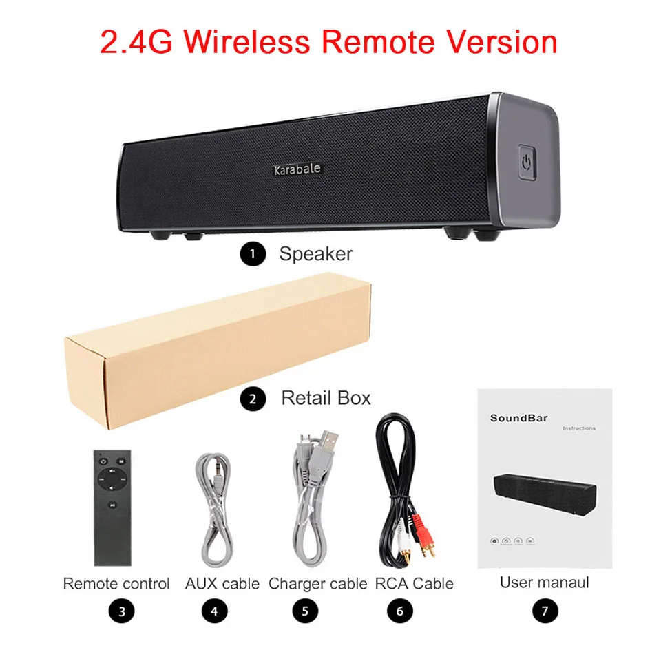 

30W Big Power Bluetooth 5.0 Speaker Soundbar Home Theater Subwoofer Heavy Bass Wireless Control Desktop Car Portable Speaker