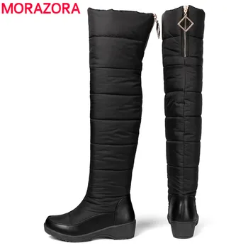 

MORAZORA 2021 New Winter snow boots women thick fur zip over the knee boots waterproof thigh high boots ladies shoes size 35-44