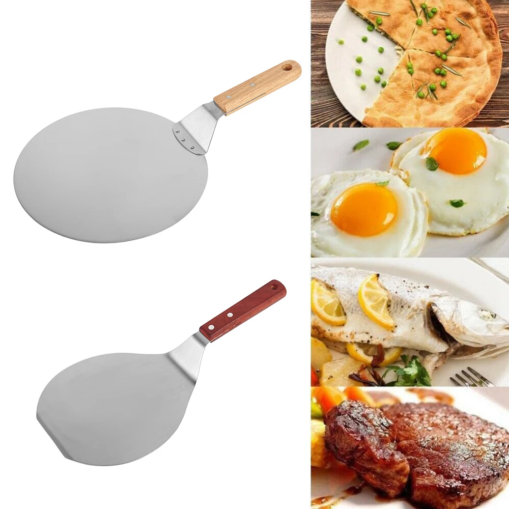 Пицца из нержавеющей стали 10 дюймов круглая металлическая пицца с деревянной ручкой и резаком для пиццы