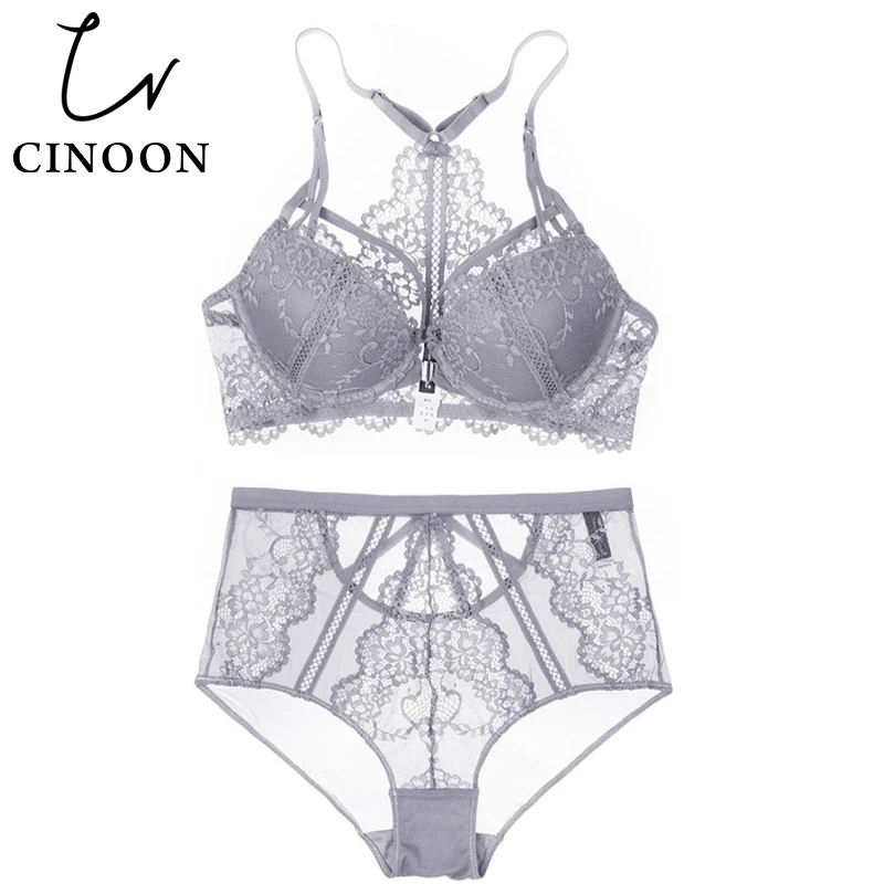 Koop Cinoon Floral Lace Lingerie Voorsluiting Bh Set Backless Ondergoed Push Up Beha Sexy Hoge Taille Slipje Voor Vrouwen 2020