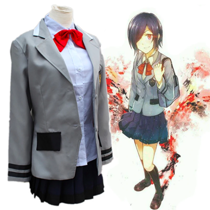Аниме Токийский Гуль косплей костюмы Touka Кирисима Косплей Костюм Школьная