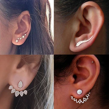 

KSRA 2020 New Fashion Flower Crystal Stud Earrings for Women Vintage Gold Rhinestones Earrings Statement Jewelry Gift Party