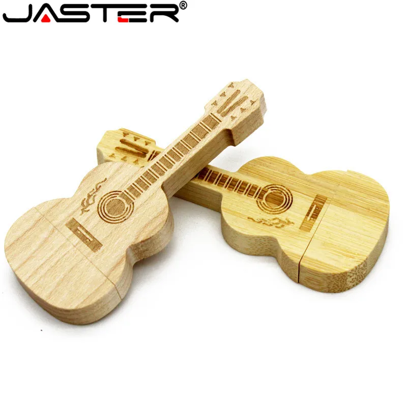 JASTER Wooden guitar usb flash drive natural wood bamboo pendrive 64GB 32GB 16GB 4GB memory stick thumb free custom logo|logo gift|wooden guitars