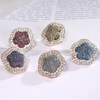 

12pc/lot 26mm Rhinestone Flower Cabochon Findings With Big Hole For Hair Jewelry Crafts Making Clothes Decoration Diy Supplies