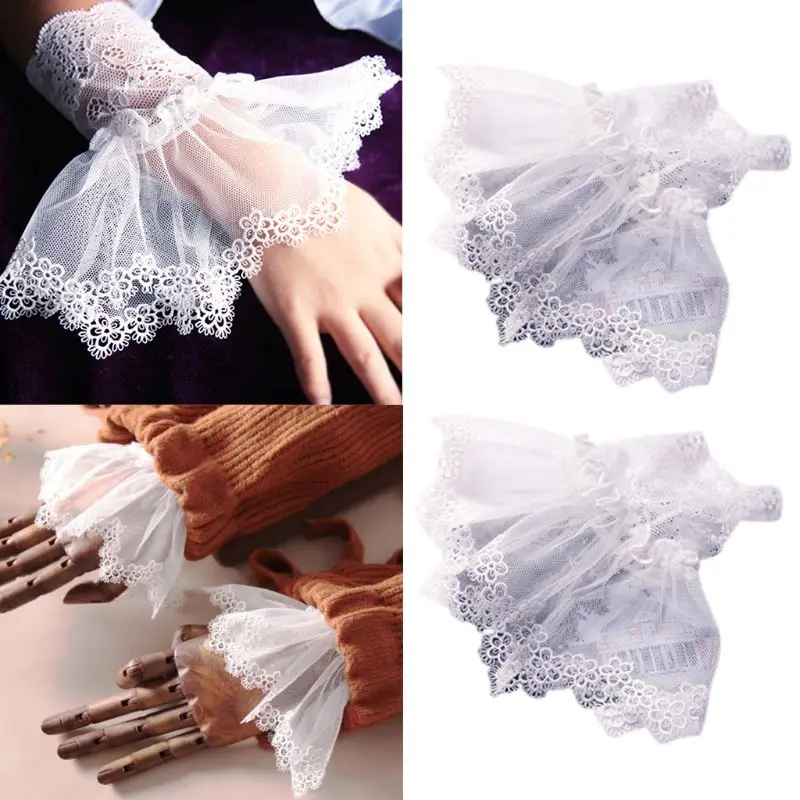Корейские женские осенние поддельные рукава Леди Повседневная Вышивка цветочные кружева съемные манжеты на запястье женские стильные теплые руки