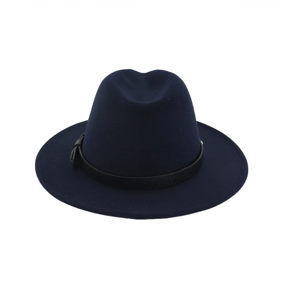 Новая шерстяная фетровая шляпа для мужчин и женщин с агатовым кожаным ремнем элегантная дамская шляпа с широкими полями для зимы и осени