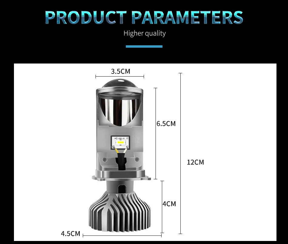 GZKAFOLEE 72 Вт/пара лампа H4 светодиодный мини-проектор Объектив автоматический светодиодный светильник светодиодный комплект для преобразования Hi/Lo луч фары 12 В/24 В 6000 К