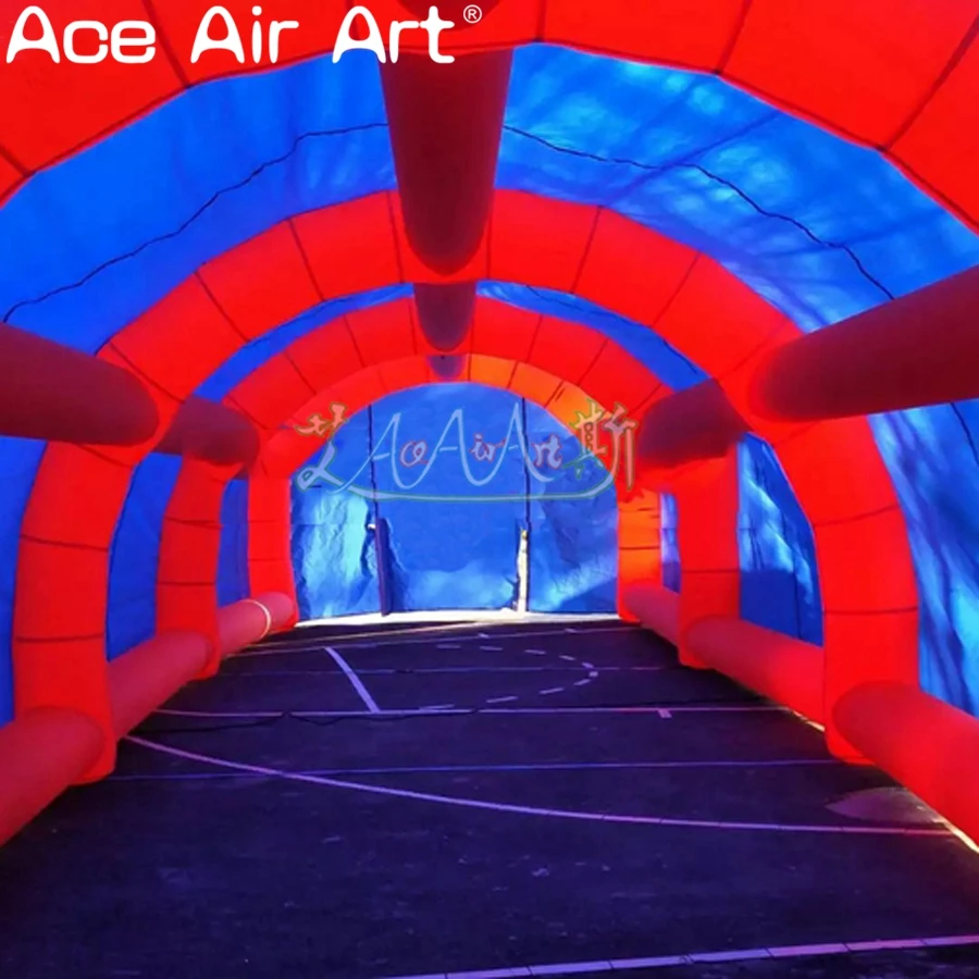 20mLx4-5mWx3mH-Giant-blue-with-orange-inflatable-tunnel-tent-car-cover-garage-with-full-cover-curtains ()_副本