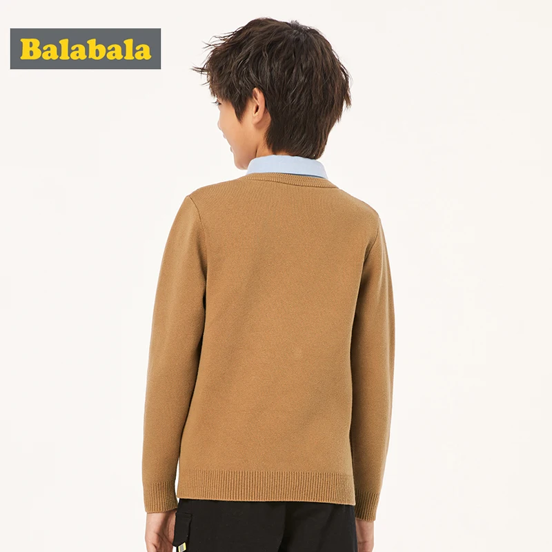 Balabala Children's clothing sweater boys new autumn and winter children sweaters fashion fake two pieces tide