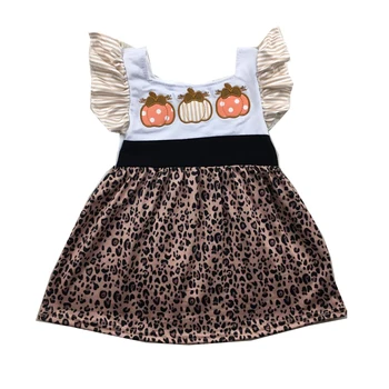 

Halloween dress pumpkin Embroidery design Children clothes girls frock design children clothes