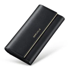 3 Fold Luxury Design Women Leather Wallet Genuine Leather Wallet Women Anti-theft Brush Card Holder Phone Bag Purses for Women
