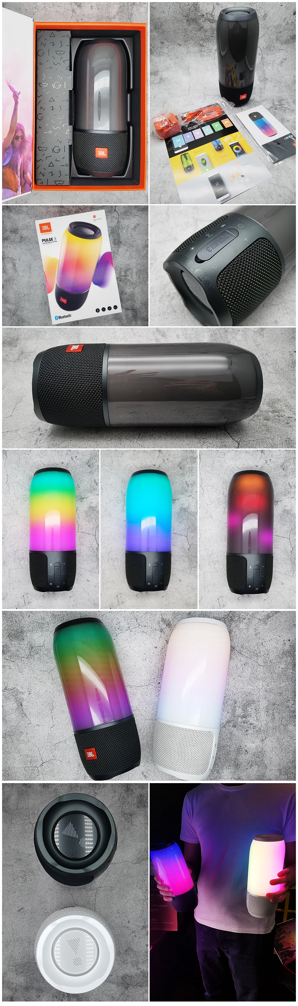 JBL Pulse3 Wireless Bluetooth Speaker IPX7 Waterproof Colorful Mini Lightshow Outdoor Portable Sound Stereo Deep Bass Speaker