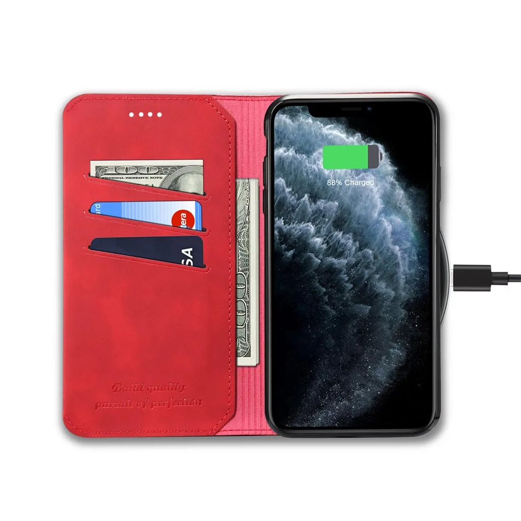 D Чехол для IPhone 116,1 дюймов из искусственной кожи с защитой от царапин сверхпрочный Чехол-держатель для карт чехол Роскошный кожаный магнитный флип-чехол - Цвет: D