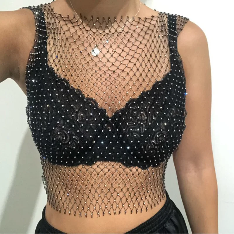 fashion sexy rhinestone crystal fishnet 
