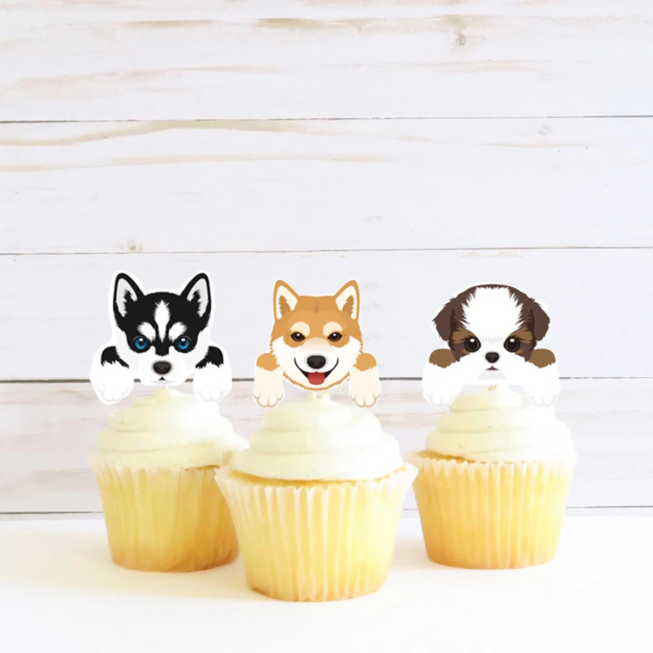 24 Decorazioni Per Cupcake A Tema Cane – Topper Carini Per Festa Di Compleanno, Baby Shower E Torte