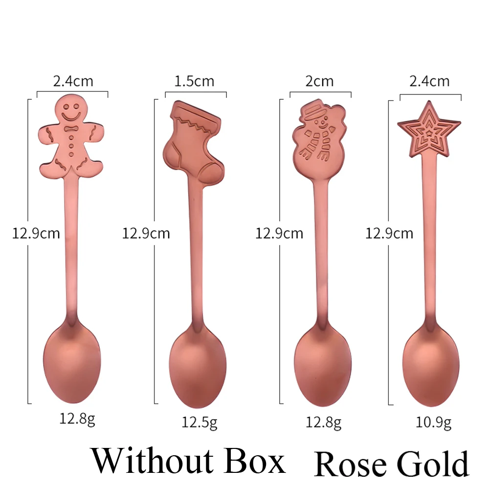 rose gold 4 шт./компл. Рождество Кофе нержавеющая сталь для ложек Чай мороженое десерты Рождественская елка Снеговик посуда Home& Living, аксессуары - Цвет: rose gold