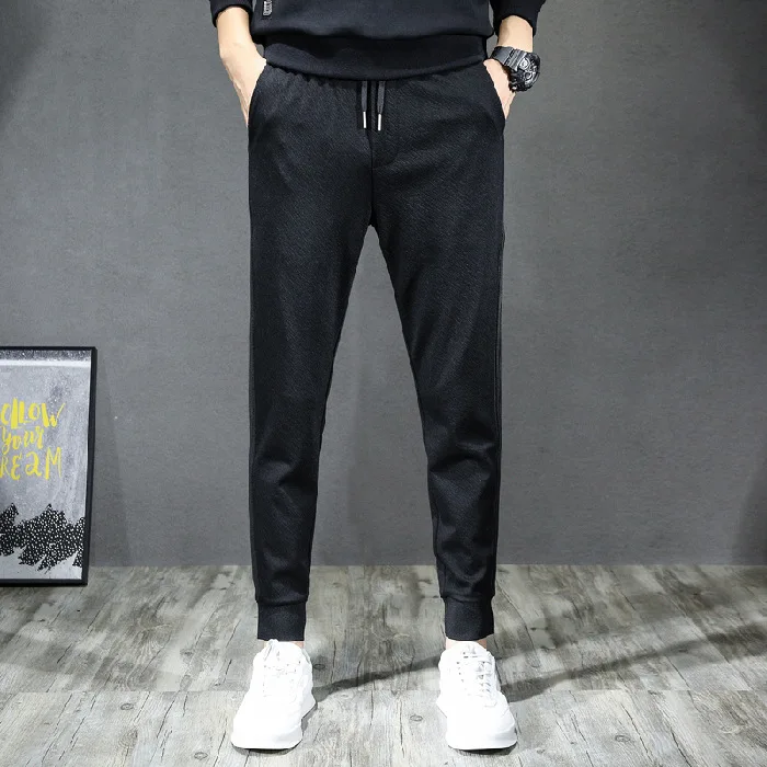 

Autumn & Winter Side Stripes Pants Men's Elasticity Korean-style Trend Skinny Elastic Waist Lace-up Casual Beam Leg Versatile Pa