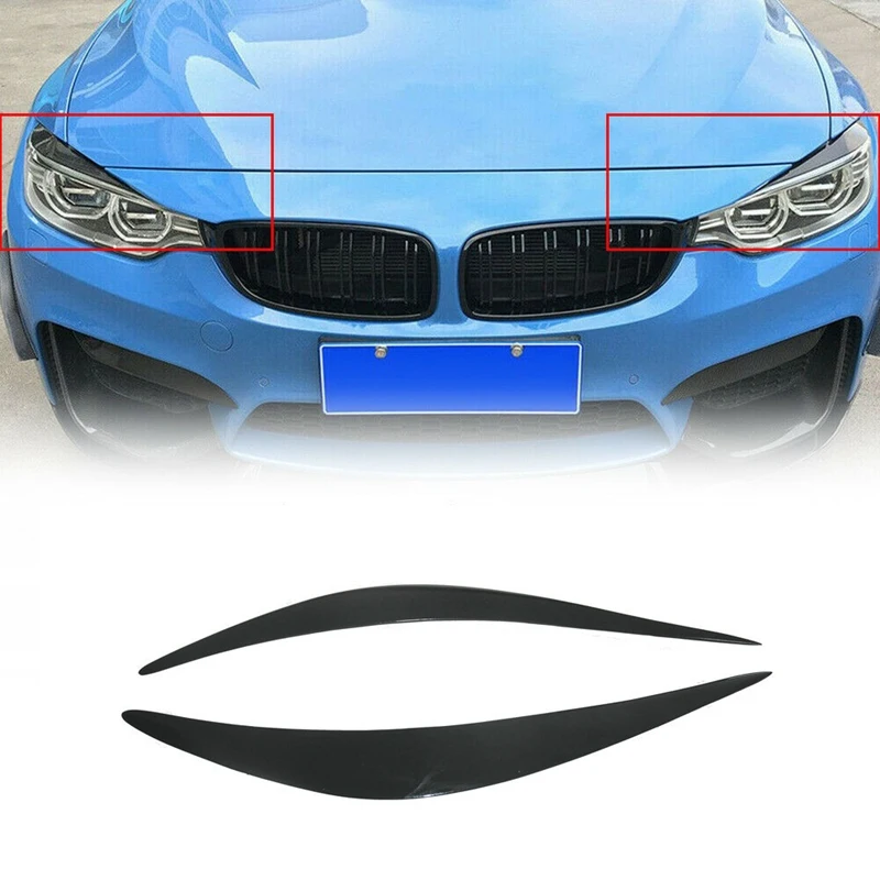 Car Black ABS Headlights Eyebrow Eyelid Sticker Cover Trim For-BMW 4 Series F80 M3 F82 F83 M4 2014-2018 | Автомобили и мотоциклы