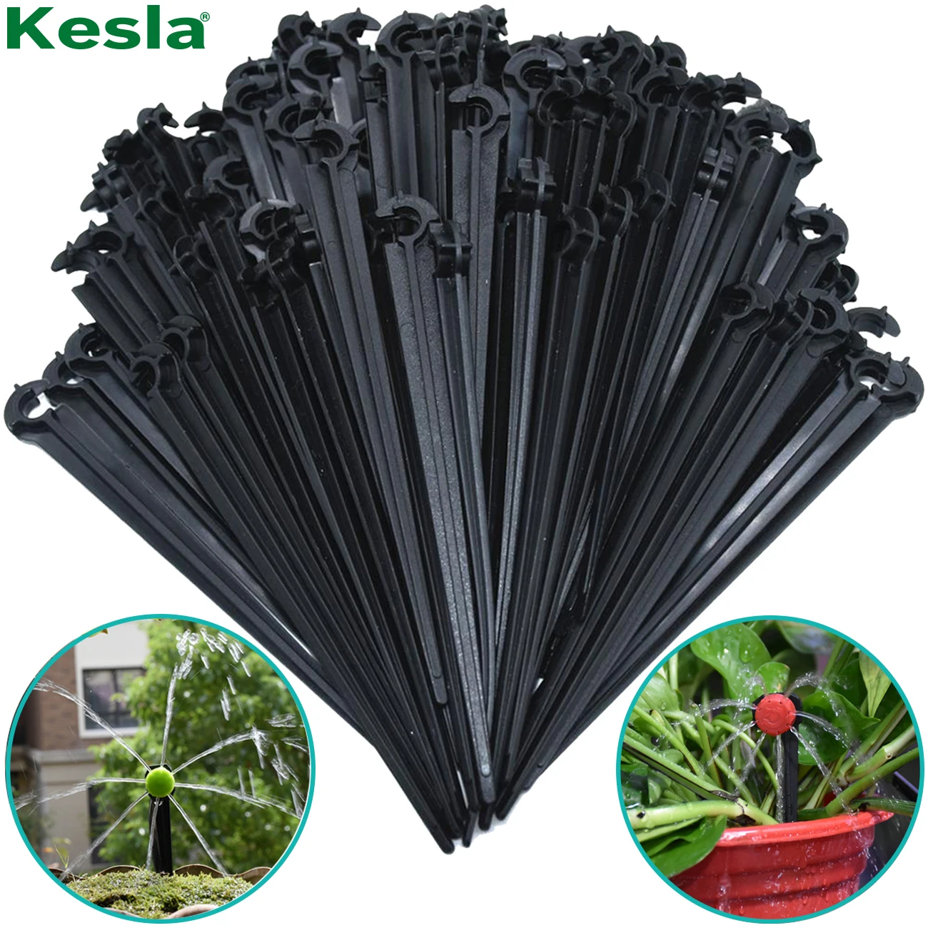 50PCS Garden Dripper Durable 1/4" C-type Hook Fixed Stem Support Holder Stakes for 4/7mm Hose Drip Irrigation Fitting Watering Dripper Emitter garden dripper