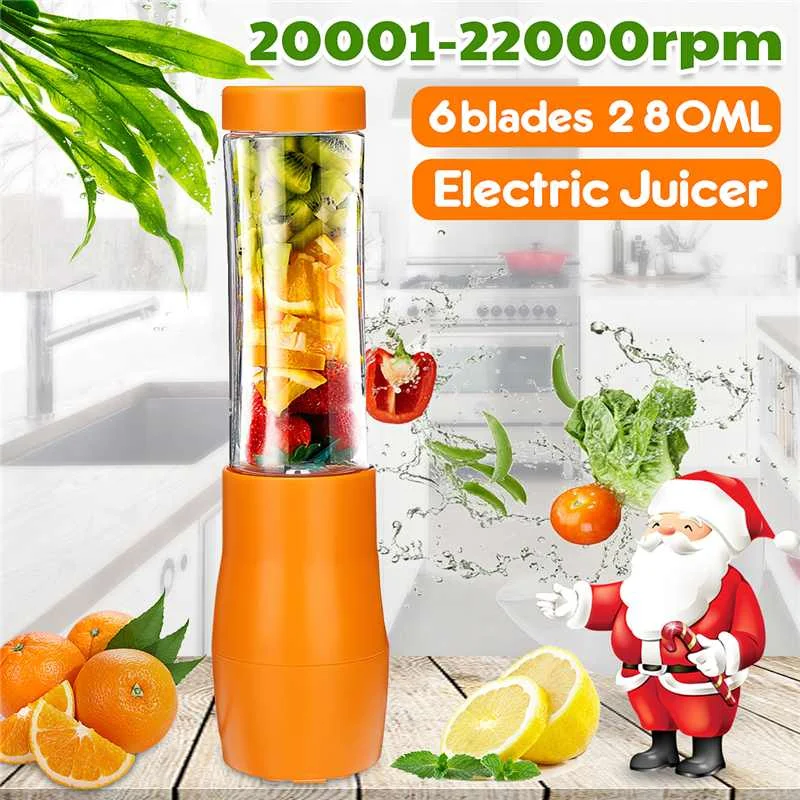 

Fruit Mixing Machine Juicer Cup Portable Juice Blenders Household Fruit Mixer 280ml with Six Blade US PLUG 110V/220V