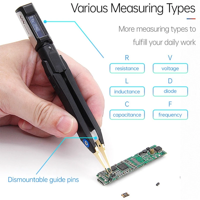 990 Smart SMD Resistance Capacitance Diode Meter Tester Pen Tweezers Test Tools 