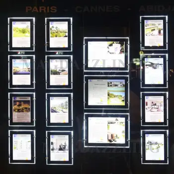 

16PCS A4 Vertical +3PCS A3 Landscape Real Estate LED Window Display,Single Side Magnetic Acrylic Frame Light Panel for Windows