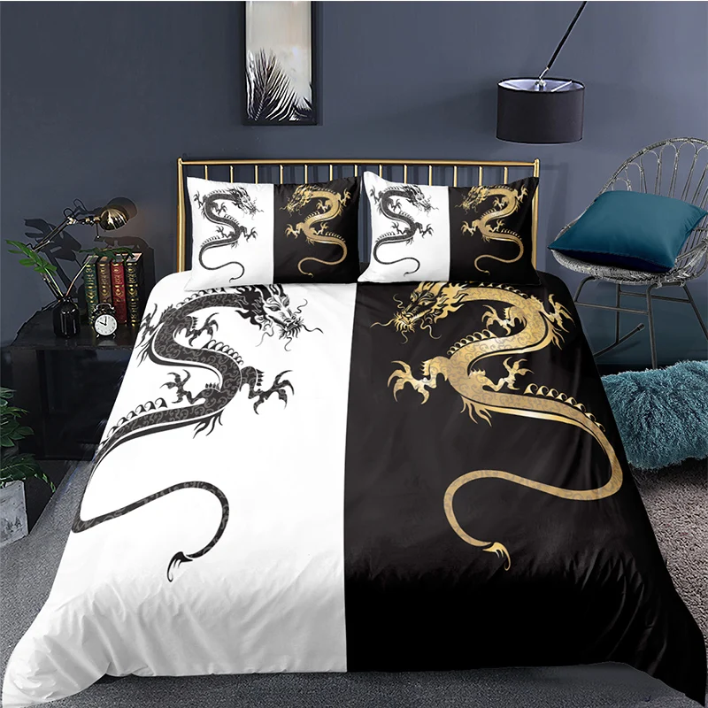 

3d Dragon Pattern Bedding Set For Home Textiles Duvet Cover 2/3pc Printed Queen King Twin Full Single Double Animal Bed Set
