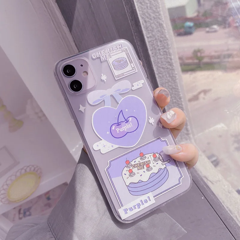 Purple Cake Case For Iphone Xs Max X Xr 11 Pro Max Tpu Silicone Phone Case For Iphone 7 8 Plus Se Cover Phone Case Covers Aliexpress