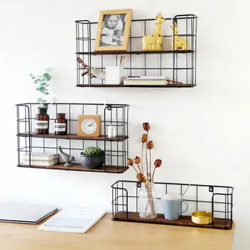 

Japanese Style Bedroom Wall Storage Shelf 1-layer 2-layer Iron Wall Hanging Rack For Living Room Black Add Decorativenes