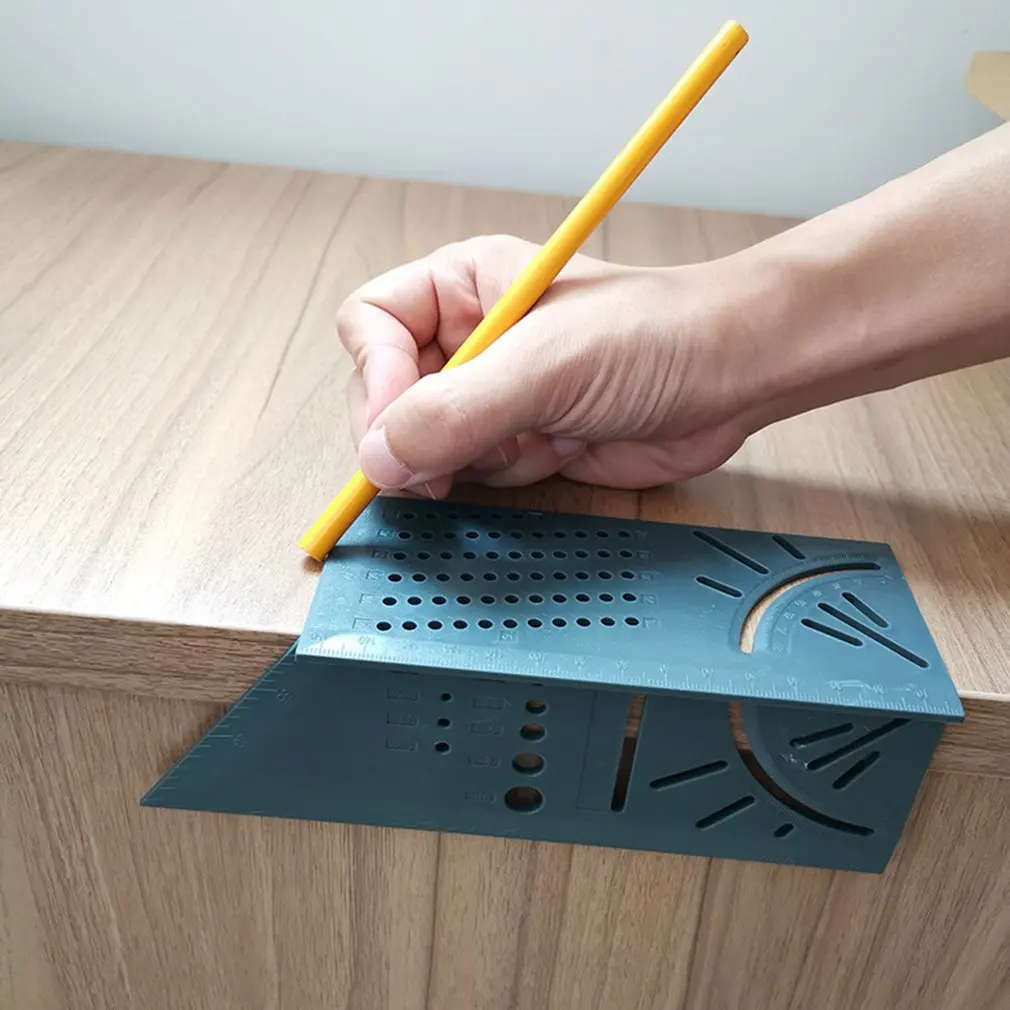 

Woodworking Gauge Ruler 3D Mitre Angle Measuring Square Measure Tool 45 Degree And 90 Degree With Carpenter Pencil