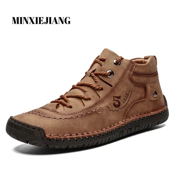 

2019 spring and autumn sports shoes men's leather outdoor shoes hiking shoes breathable men's non-slip high men's shoes