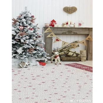

Photography Backdrops White Chic Wall Fireplace Christmas Tree Candle Gift Baby Toys carpet Party Photo Background